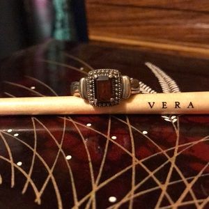 925 stamp sterling silver red stone ring